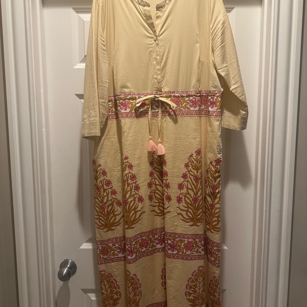 Spartina 449 Cream and Pink Floral Long Sleeve Dress